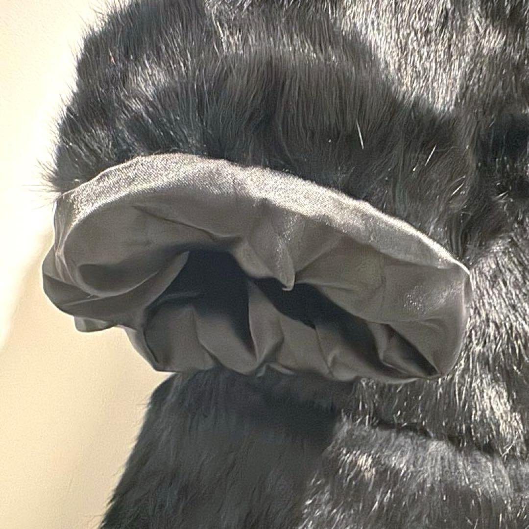 希少黒総ラビットファー【グレースコンチネンタル】切り替えボーダーファーコート