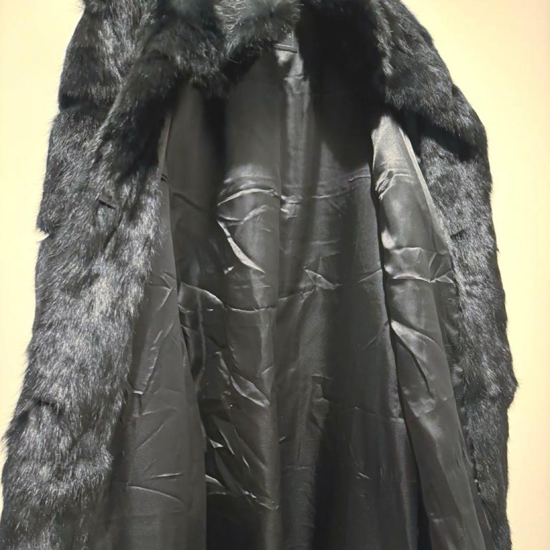 希少黒総ラビットファー【グレースコンチネンタル】切り替えボーダーファーコート
