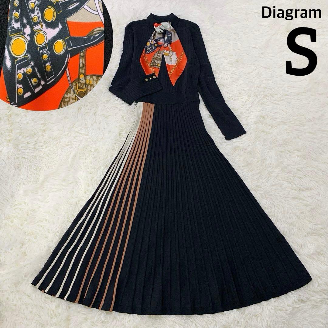 グレースコンチネンタル ダイアグラム スカーフネック ニット ワンピース S