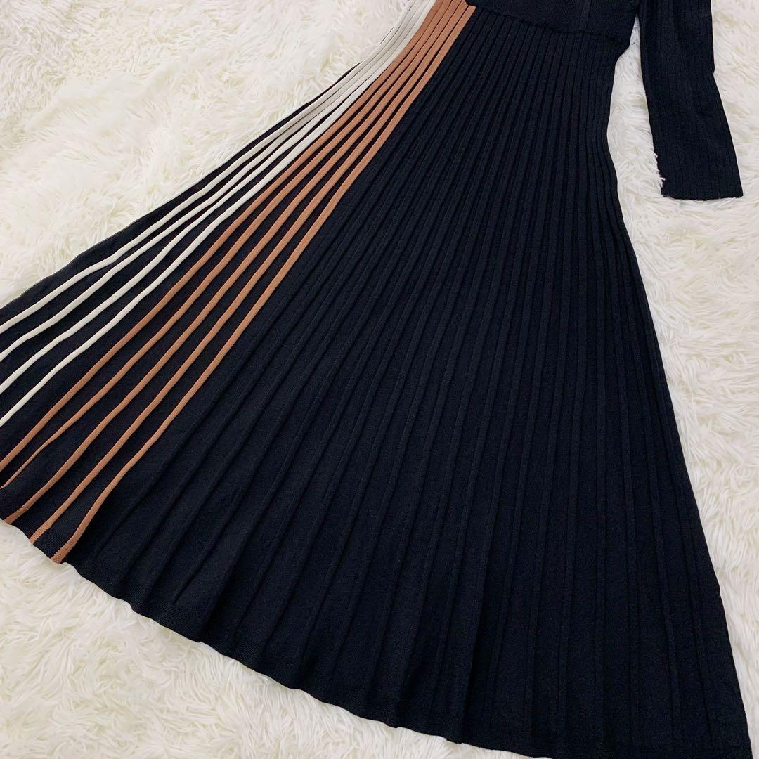 グレースコンチネンタル ダイアグラム スカーフネック ニット ワンピース S