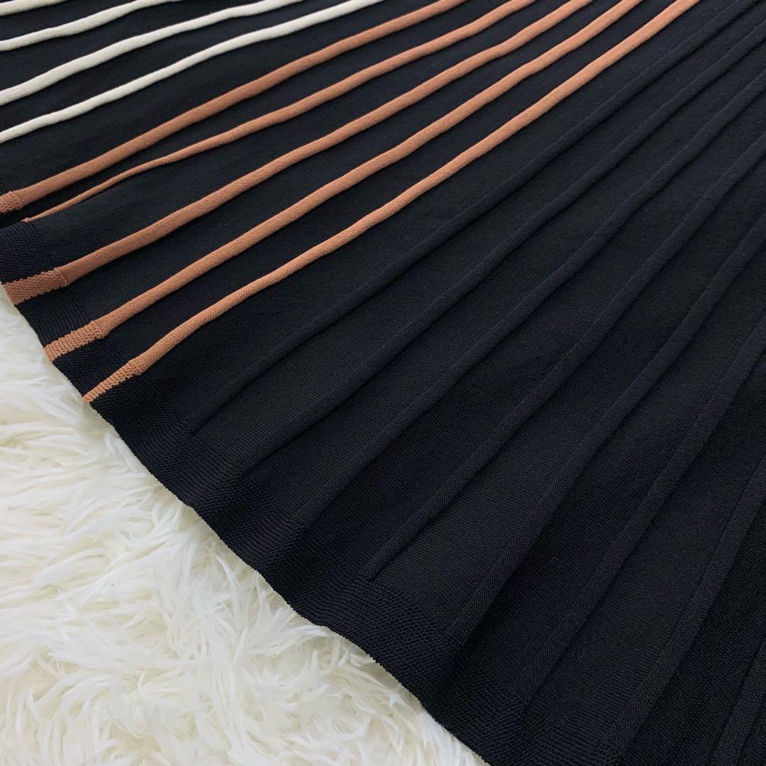 グレースコンチネンタル ダイアグラム スカーフネック ニット ワンピース S