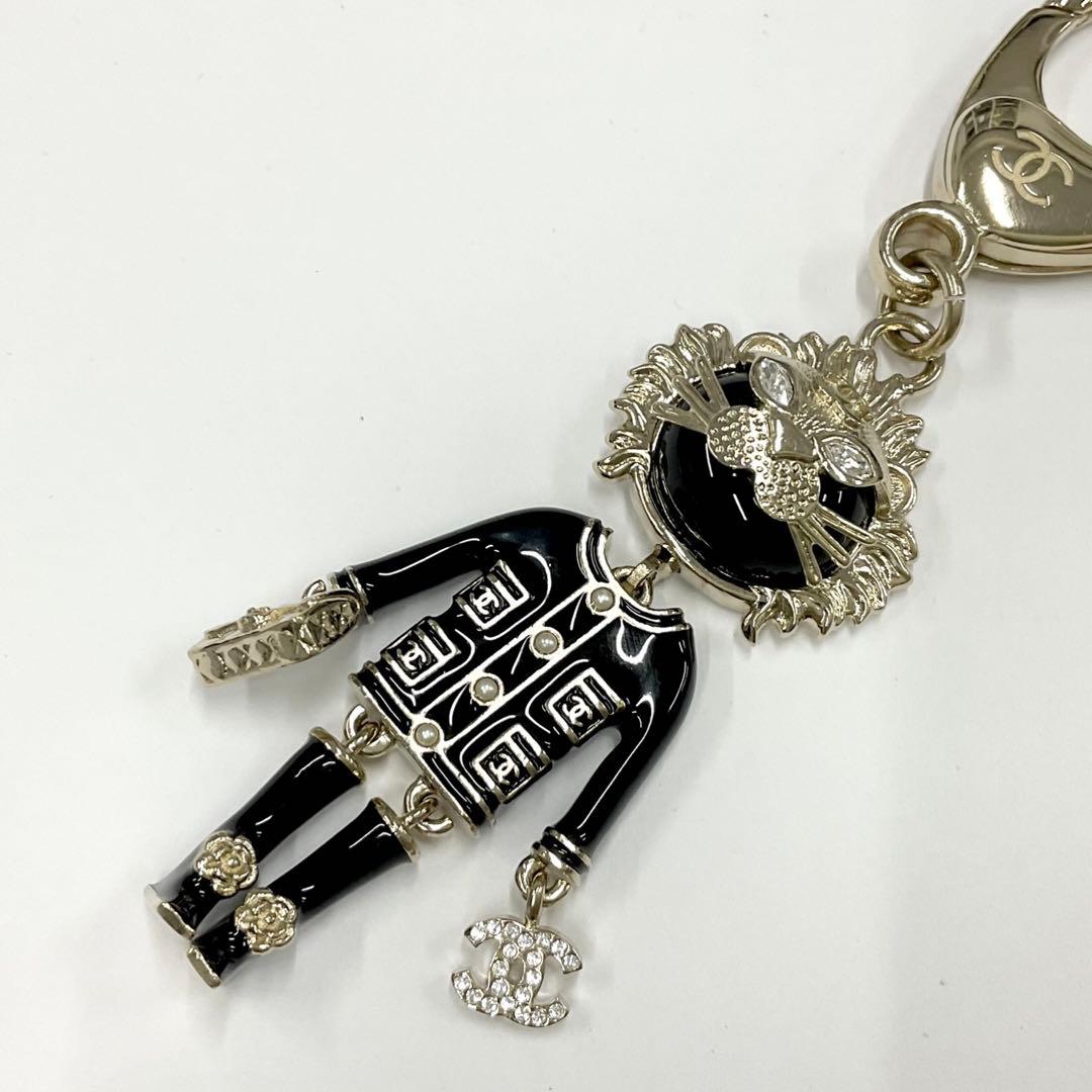シャネル ココマーク ライオン GP ラインストーン チャーム キーホルダー