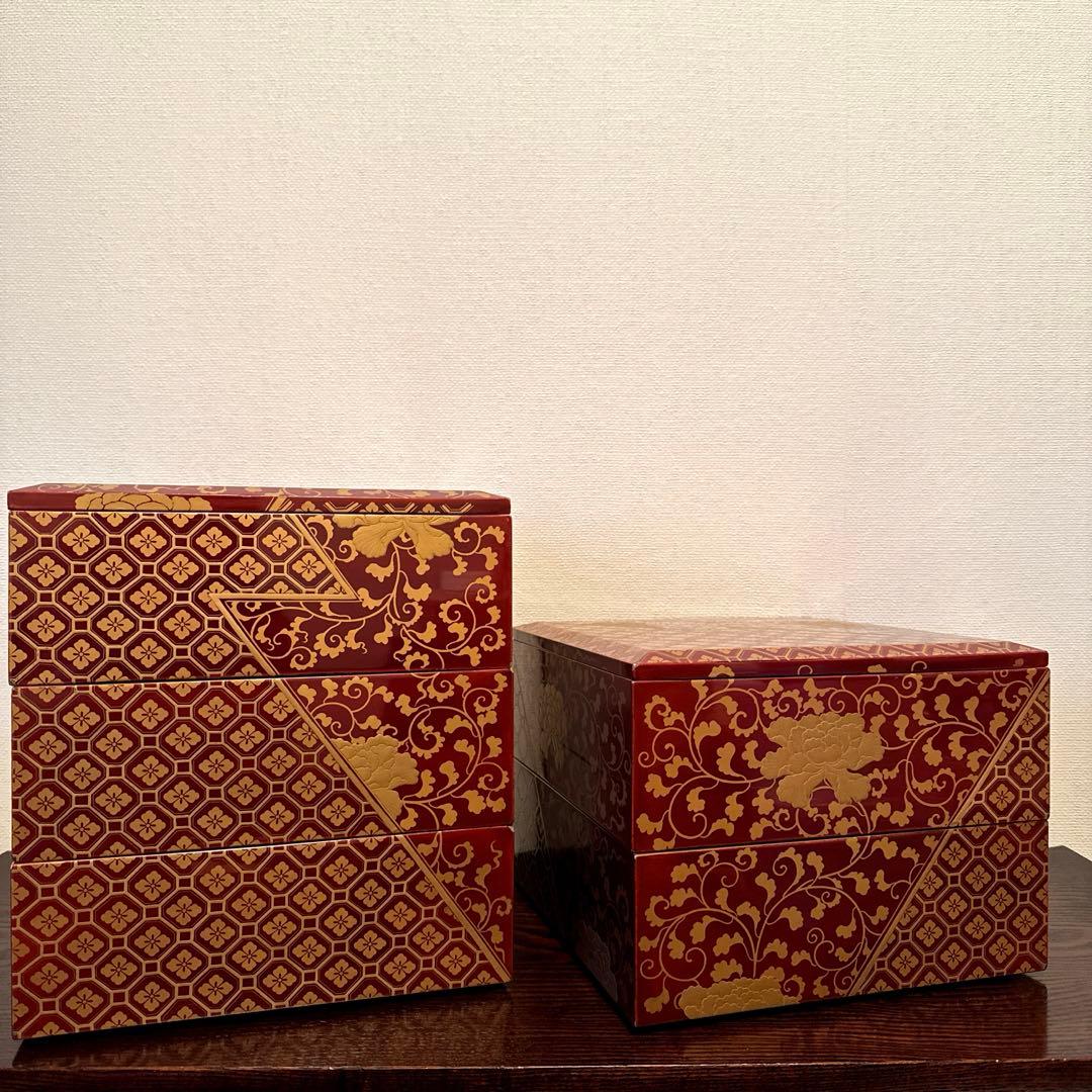 natsu様ご購入ご検討用出品 ◆塗り重箱　ニ段/三段　蒔絵あしらい◆