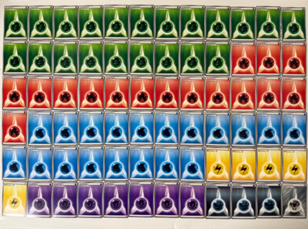 BW　格子柄　基本エネルギー　大量　まとめ売り　セット　草　炎　水　雷　超　悪