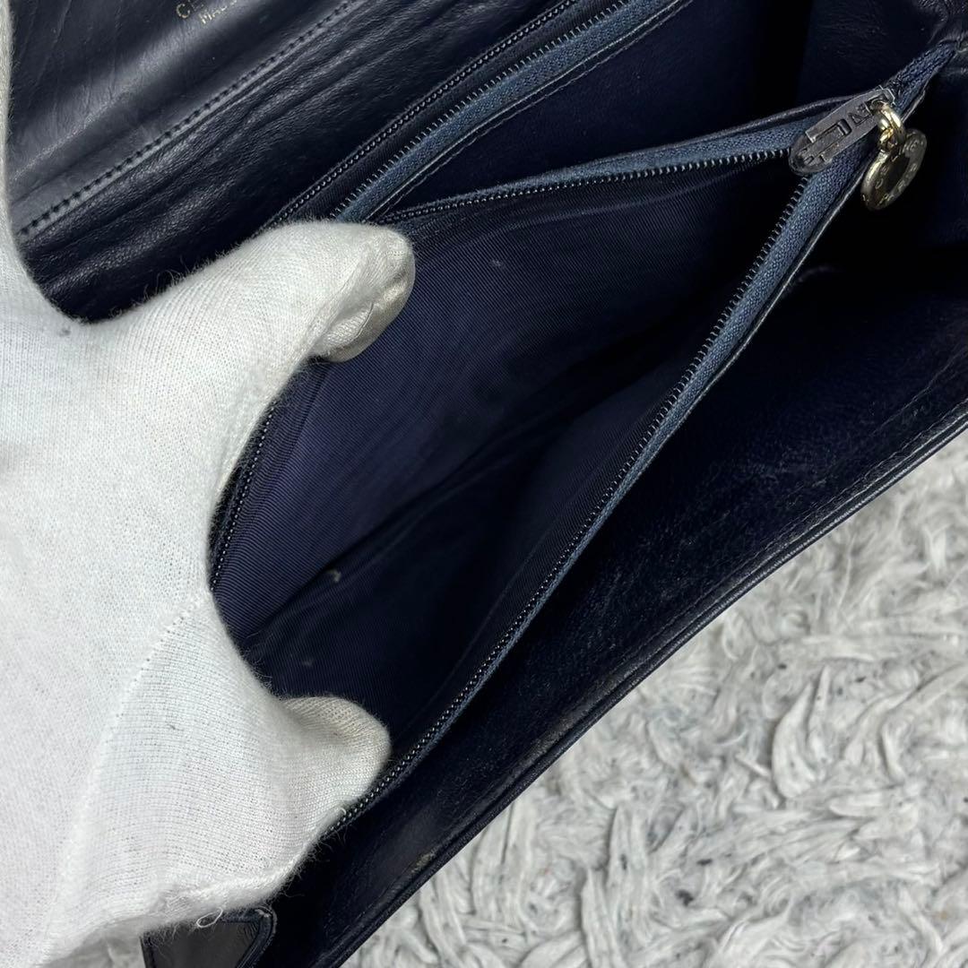 美品 セリーヌ キャンバス ショルダーバッグ Cマカダム ジャッキー ネイビー