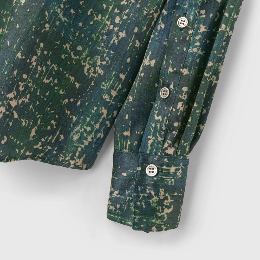 美品HERALBONY ヘラルボニーサテンシャツブラウス「こもれび」