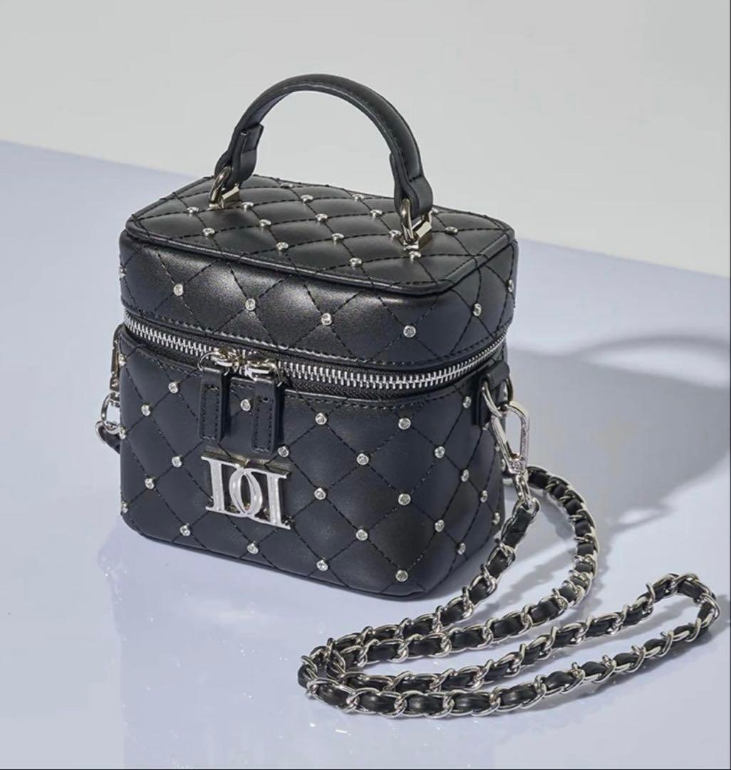 Darich ダーリッチ キルティングビジュースクエアミニバッグ BLK