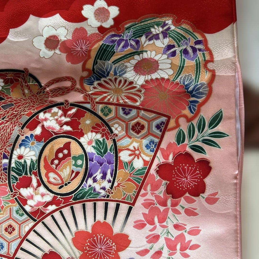 女児宮参り着物　掛け着 着物と長襦袢セット　赤系　正絹　絞り　百貨店で購入　美品
