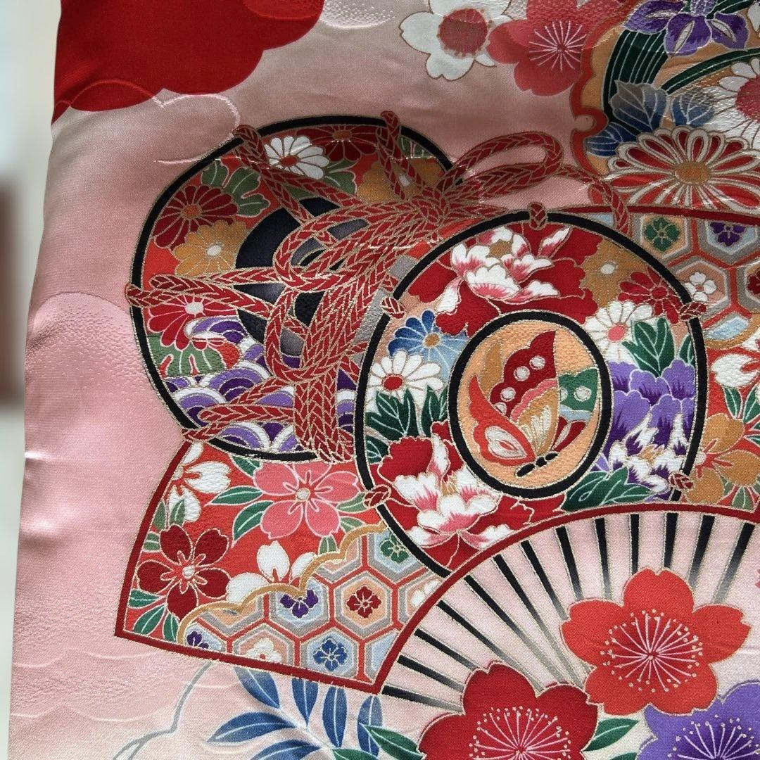 女児宮参り着物　掛け着 着物と長襦袢セット　赤系　正絹　絞り　百貨店で購入　美品