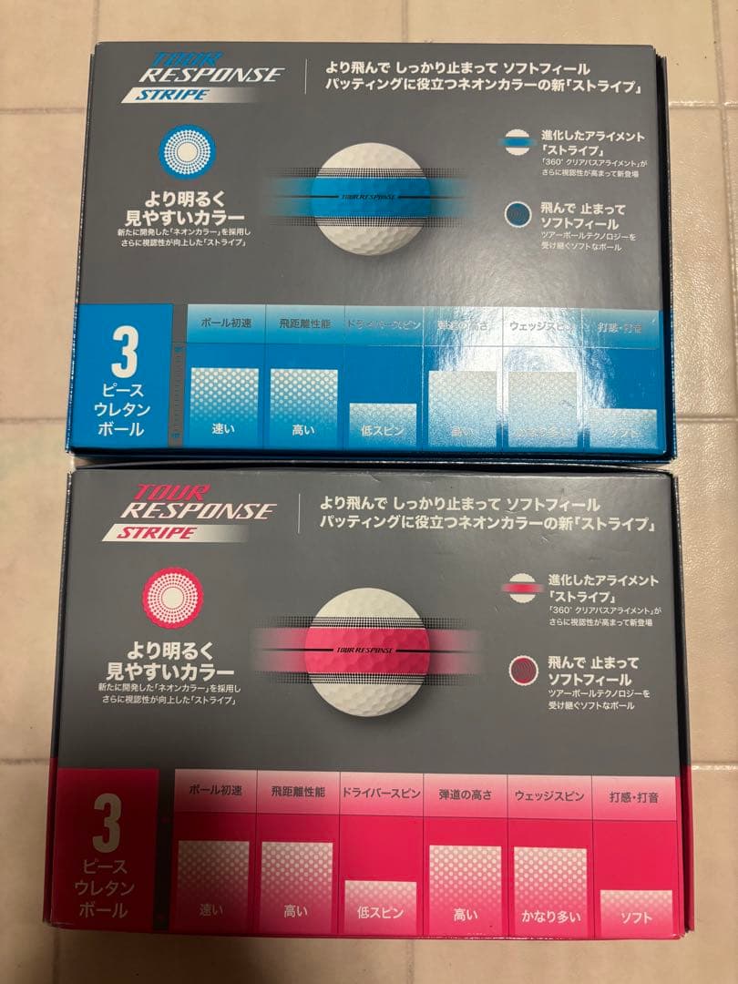【新品】テーラーメイド ツアーレスポンス ストライプ 2ダース（ブルー・ピンク）