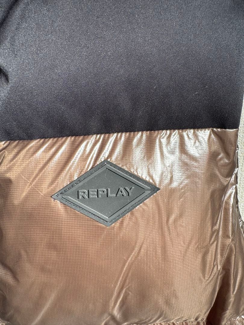 REPLAY リプレイ 中綿ベスト M カーキ×ブラック 定価39,600円