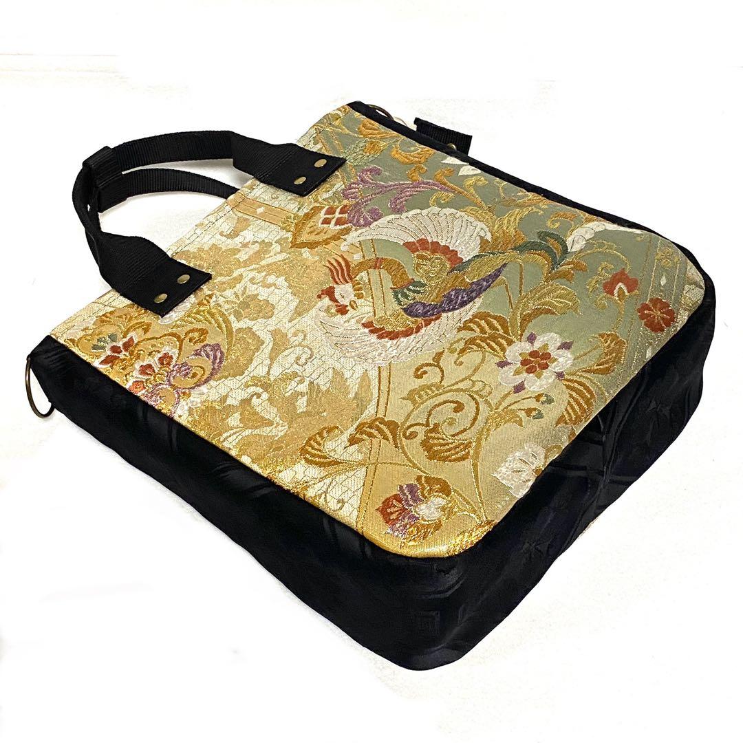 388 帯リメイク　鳳凰の縦型リュック　3wayバッグ