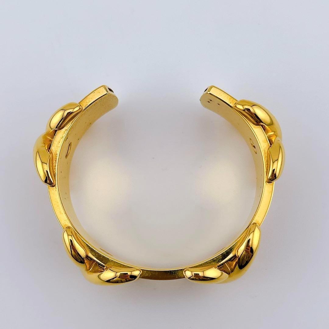 【美品】エルメス クロスモチーフ バングル ブレスレット ゴールド ブラウン