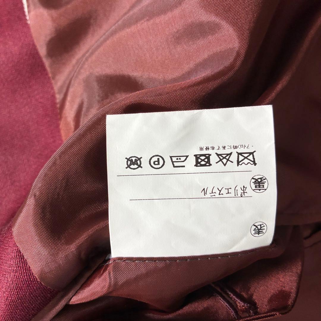 美品 XL相当 ダブルブレスト スーツ ボルドー ストライプ 金ボタン メンズ