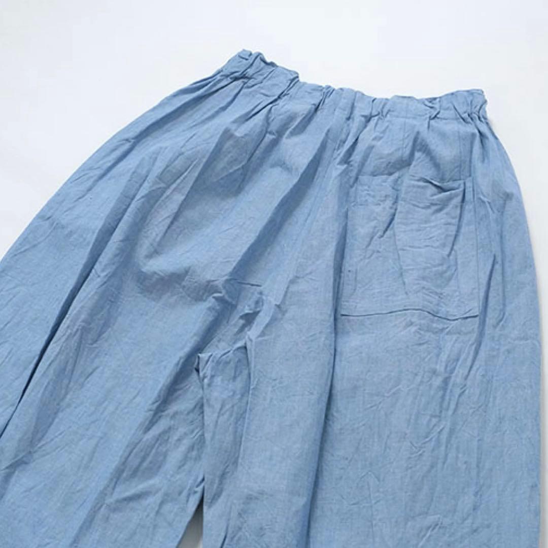 manna１度着用の美品⭐︎ミズイロインド シャンブレーワイドカーゴパンツ