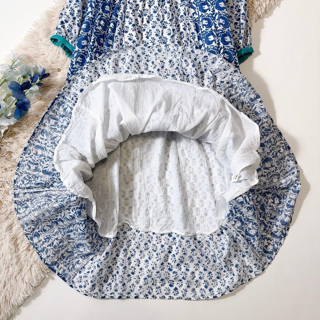 未使用級ꕥヌキテパ 完売 コットンジャガードコンビギャザードレス 桃さん着用