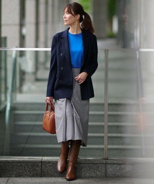 美品　23区　ウール圧縮スムース ダブル前 ジャケット　ダークネイビー　40