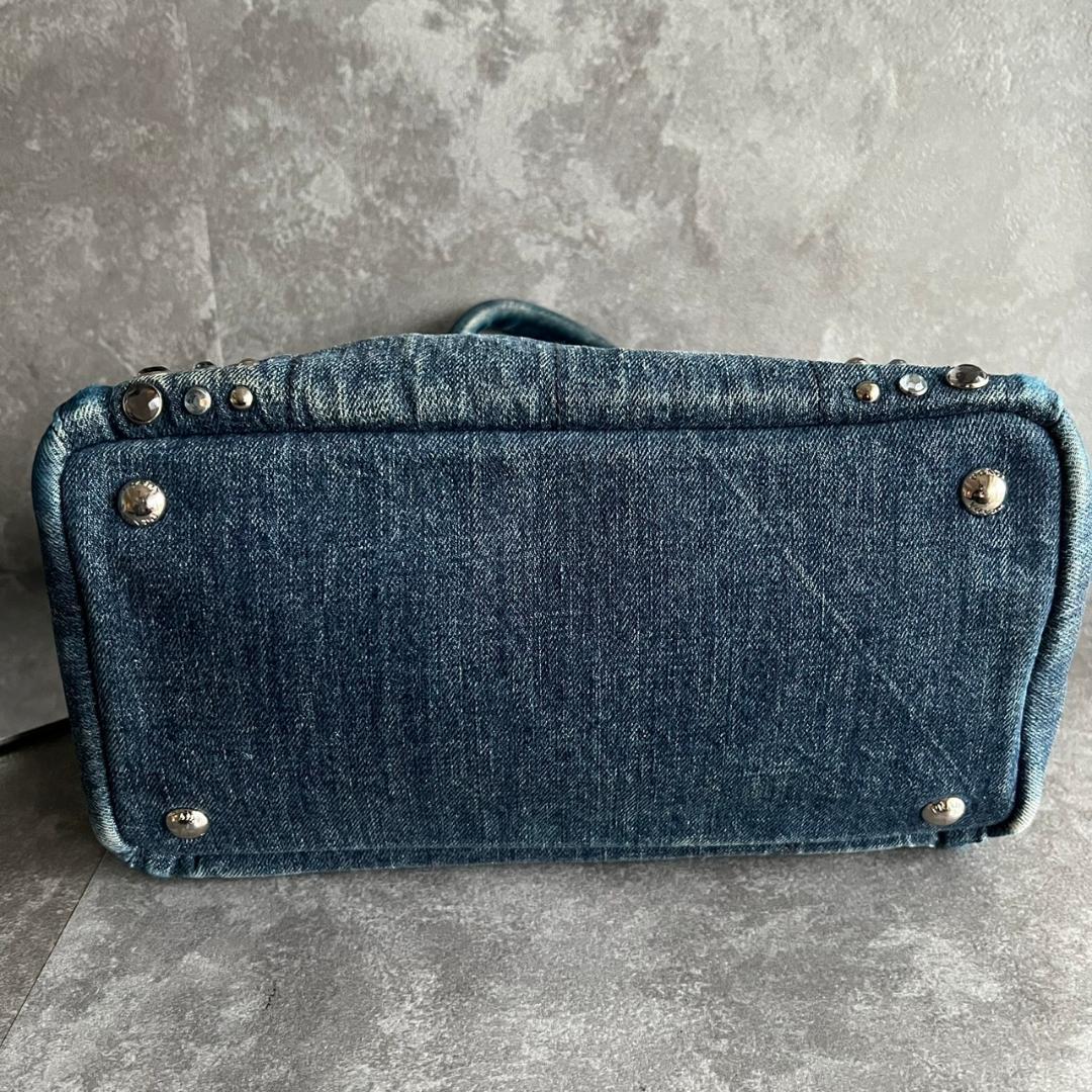 ⭐️PRADA⭐️プラダ カナパ 2way バッグ ビジュー スタッズ デニム
