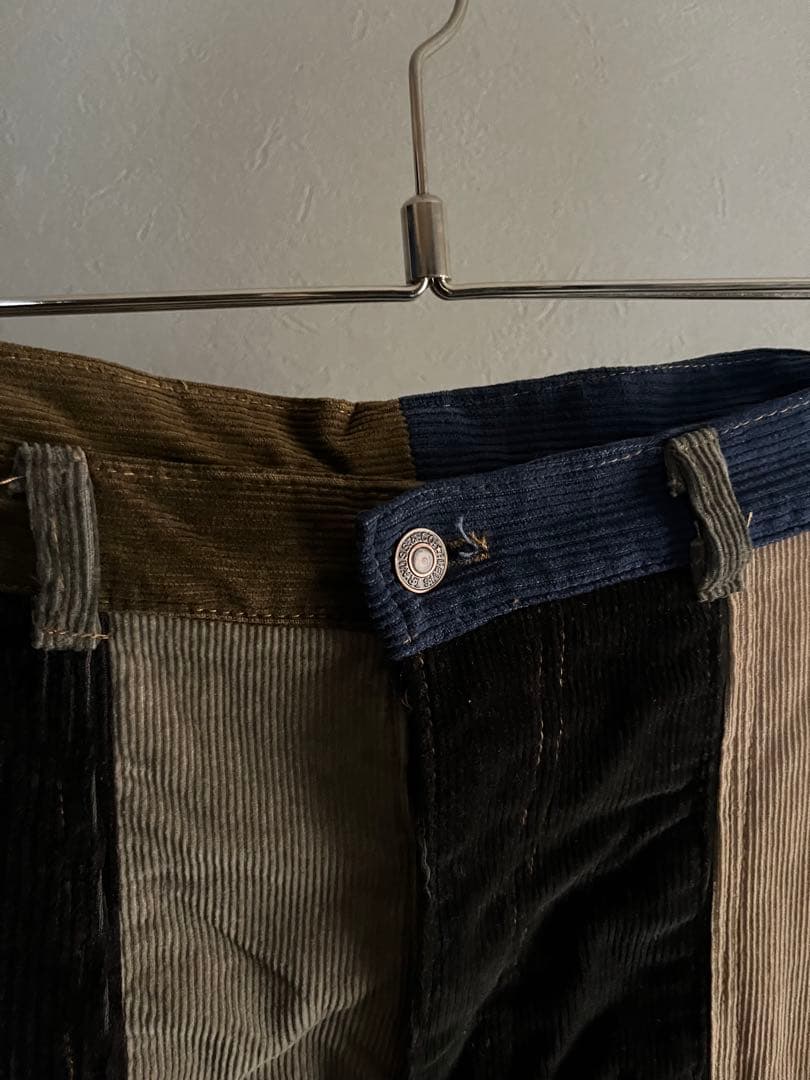 60s コーデュロイ パッチワークパンツ Levi’sボタン／MIT片爪ジップ