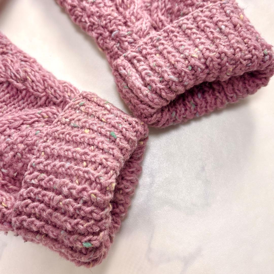 アテナデザイン アランニット カーディガン ミックスカラー 胡桃ボタン 春色✨