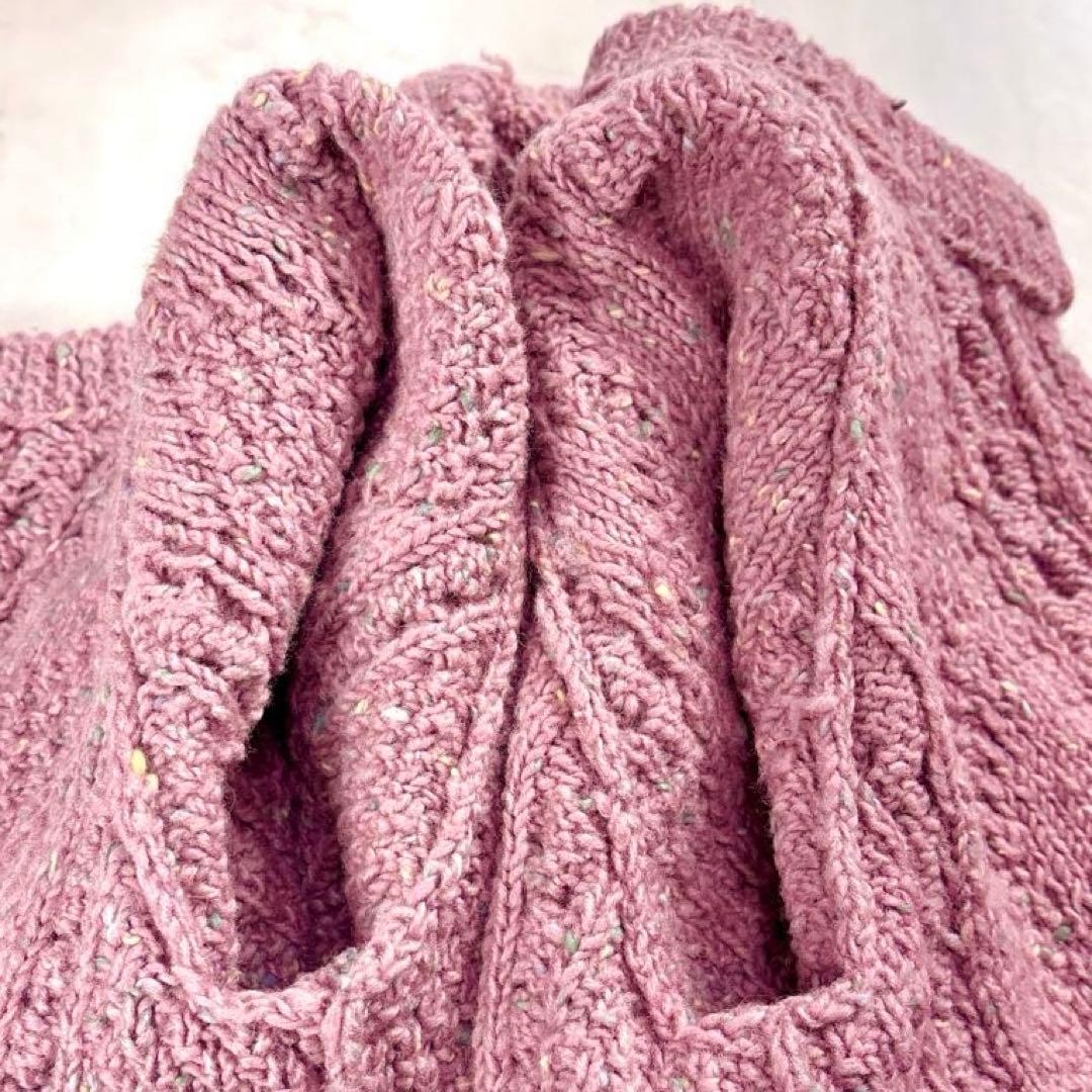 アテナデザイン アランニット カーディガン ミックスカラー 胡桃ボタン 春色✨