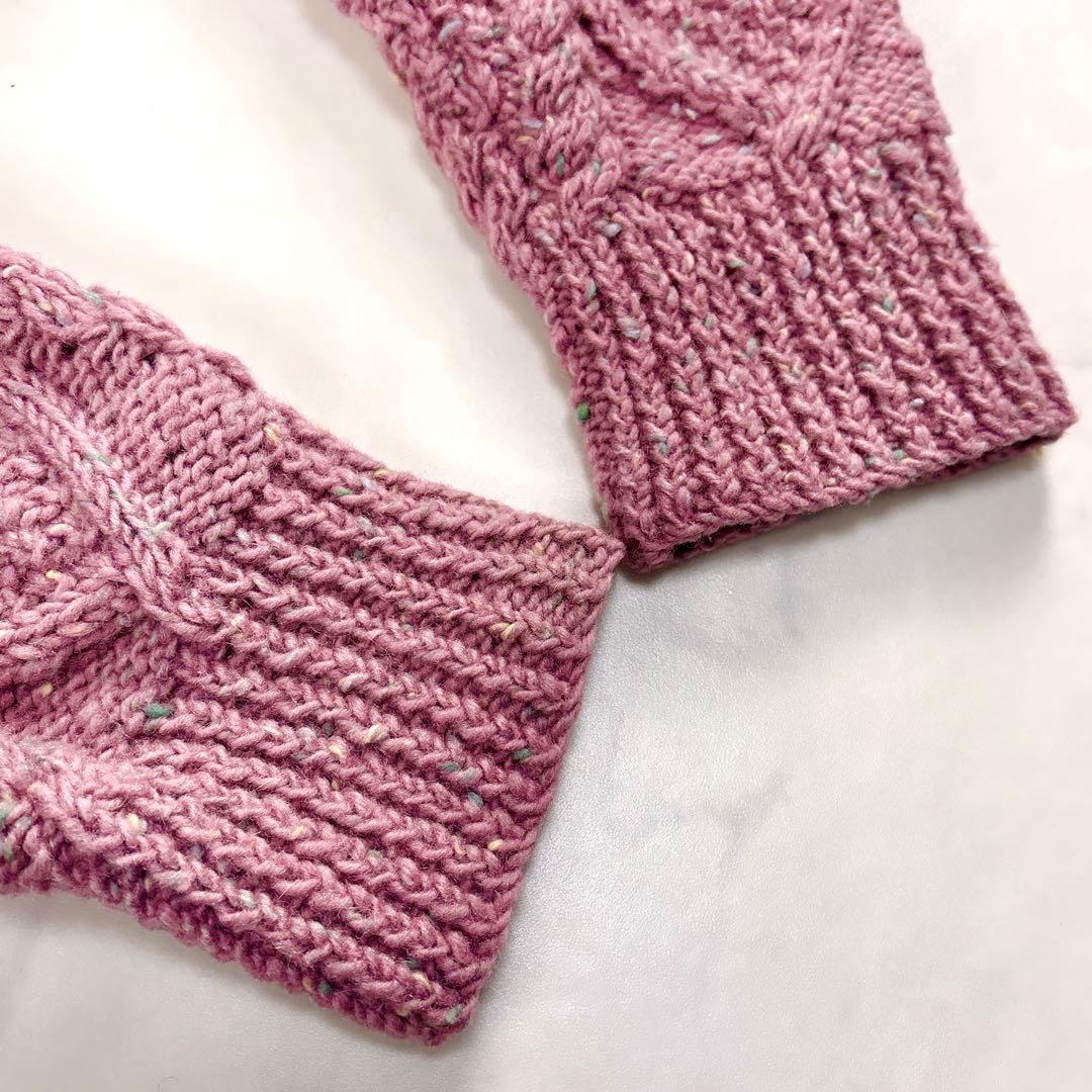 アテナデザイン アランニット カーディガン ミックスカラー 胡桃ボタン 春色✨