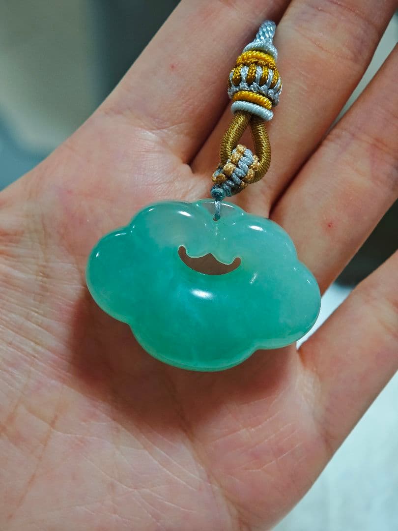 天然石軟玉/翡翠/和田玉パワーストーン 天青凍 ペンダントトップ 氷種 守護石