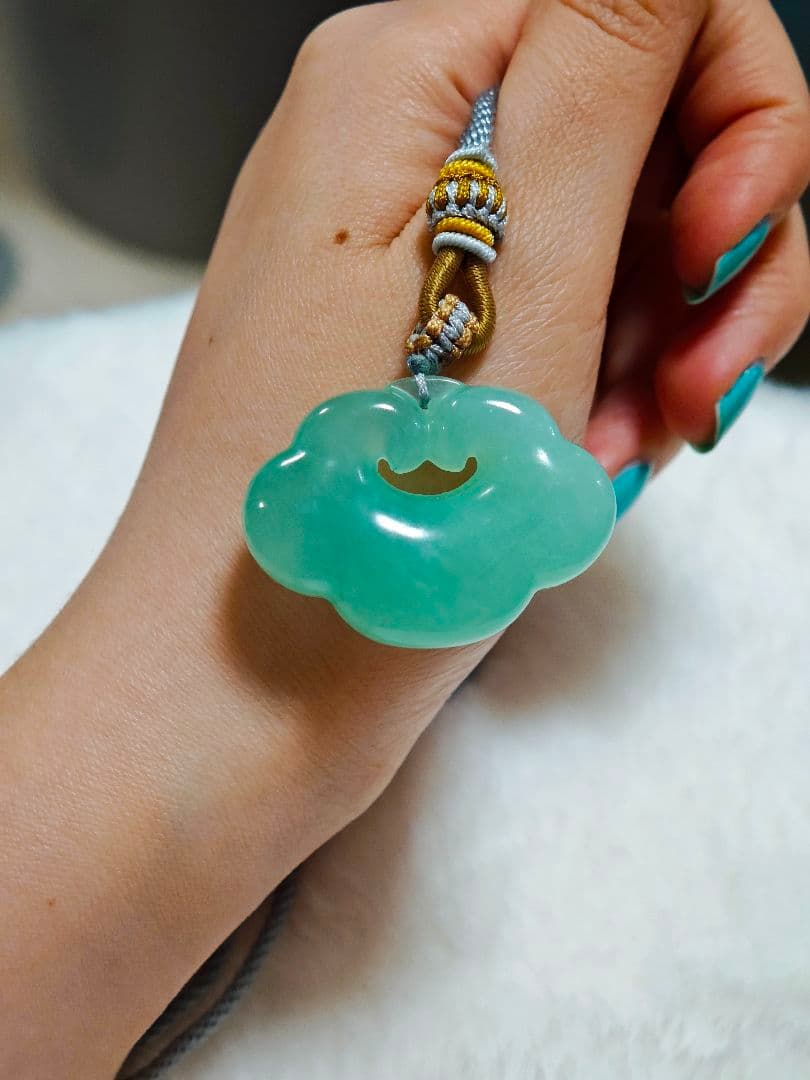 天然石軟玉/翡翠/和田玉パワーストーン 天青凍 ペンダントトップ 氷種 守護石