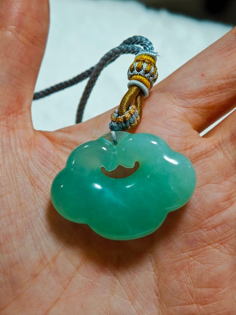 天然石軟玉/翡翠/和田玉パワーストーン 天青凍 ペンダントトップ 氷種 守護石
