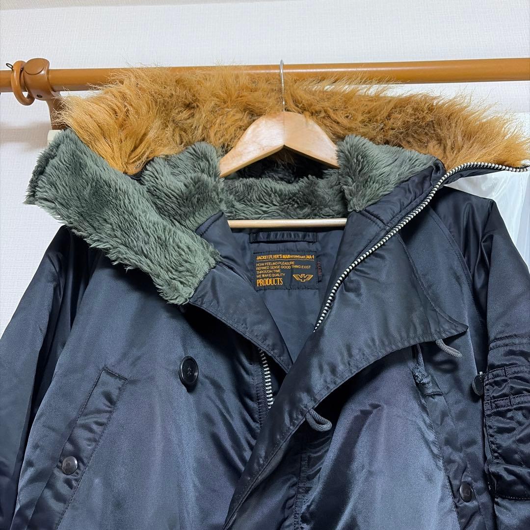 ヴィンテージ　N3B ファー付き黒ミリタリージャケット ビッグサイズ　寒波対策