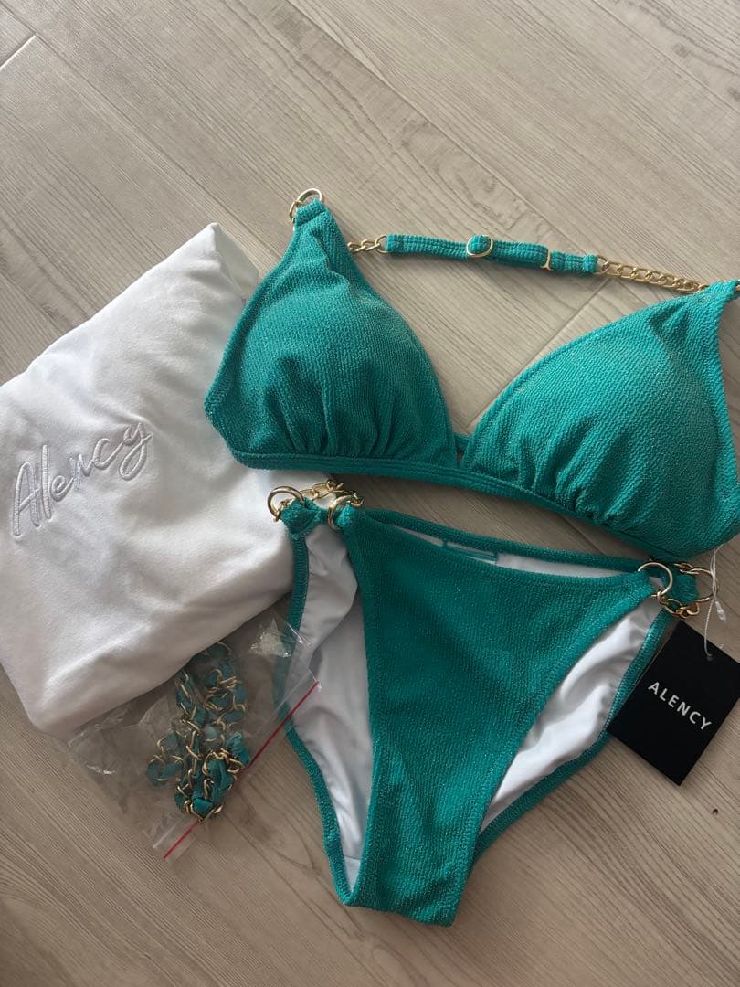 ALENCY グリッター チェーン ビキニ エメラルドグリーン