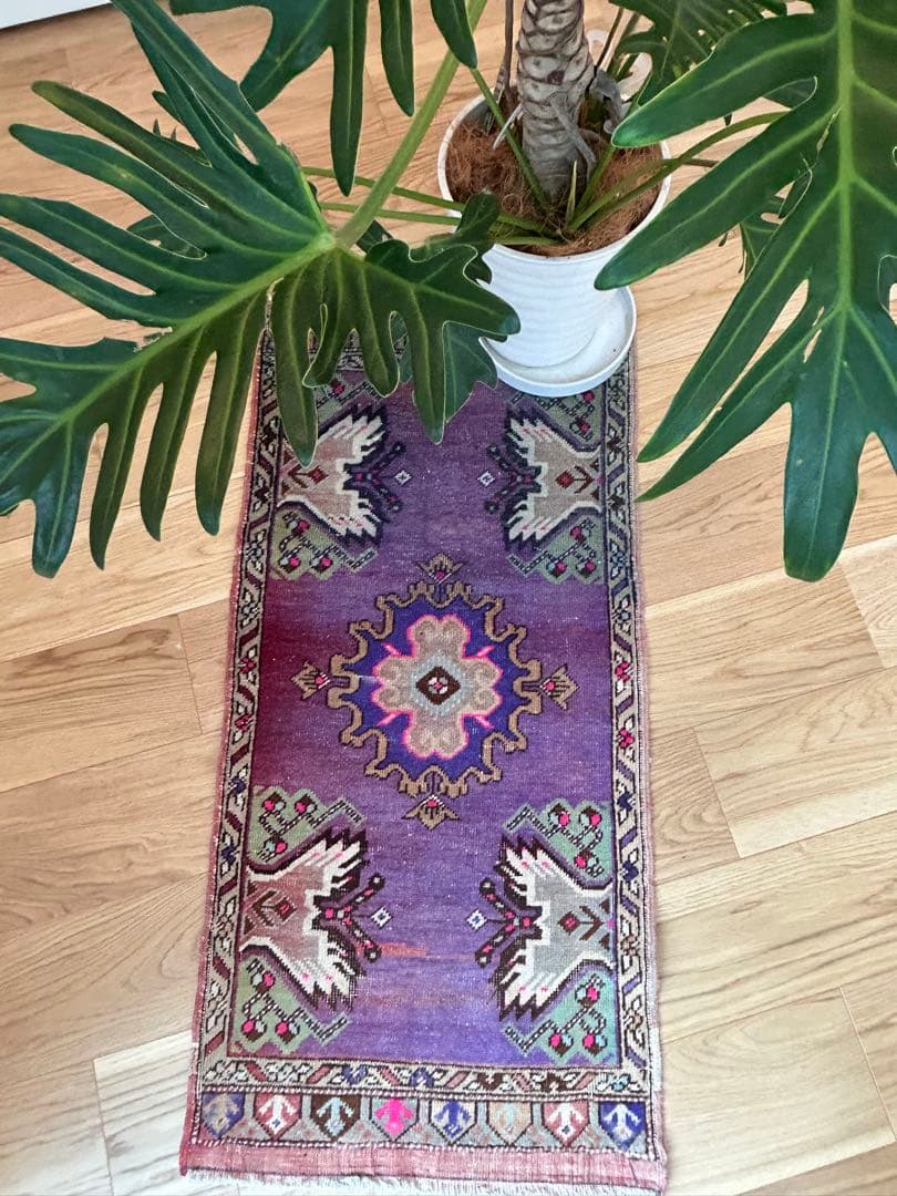 週末セール＊トライバルラグ・トルコヴィンテージラグ・ウール約49×104cm