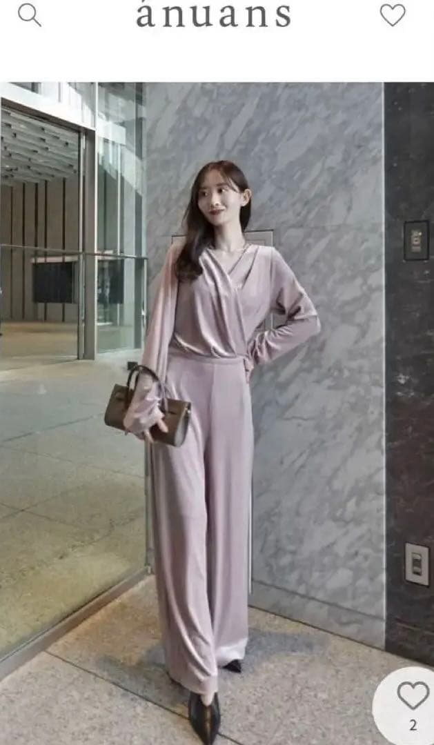 超美品★anuans ベロアカットオールインワンベージュピンク定価¥23,100