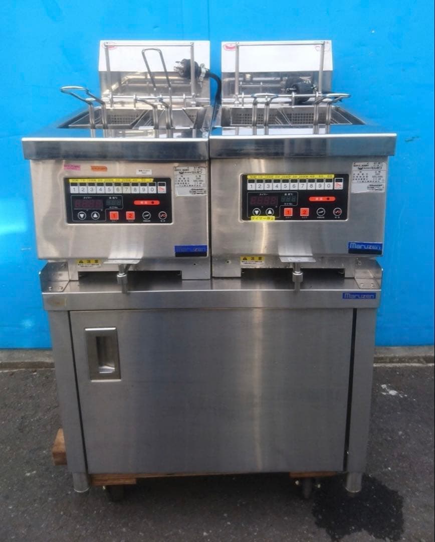 マルゼン MIF-MB7T 電気フライヤーセット3相 200V 2層フライヤー