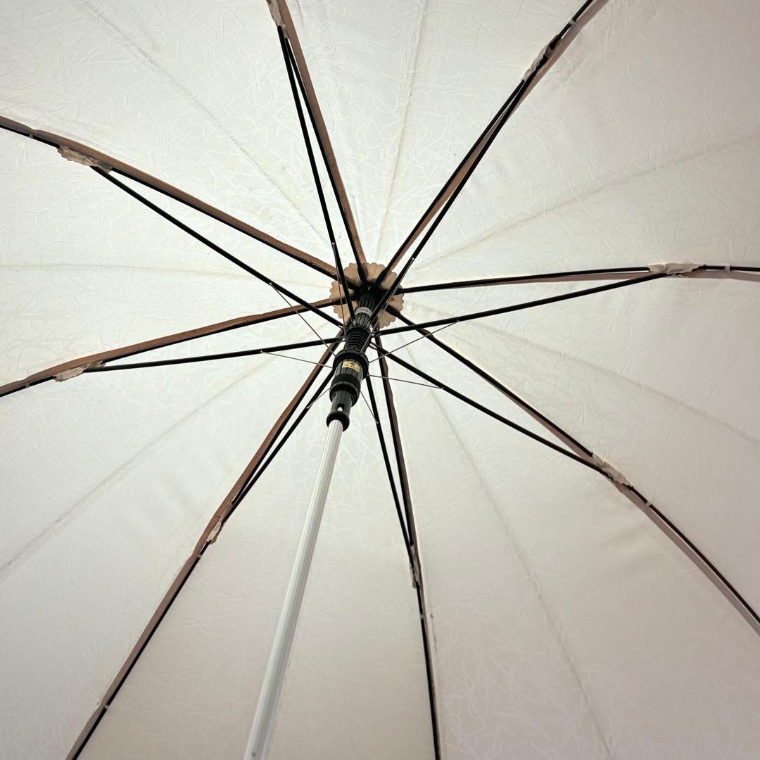 イヴ・サンローラン　YSLロゴ総柄晴雨兼用長傘　メタリックホワイト