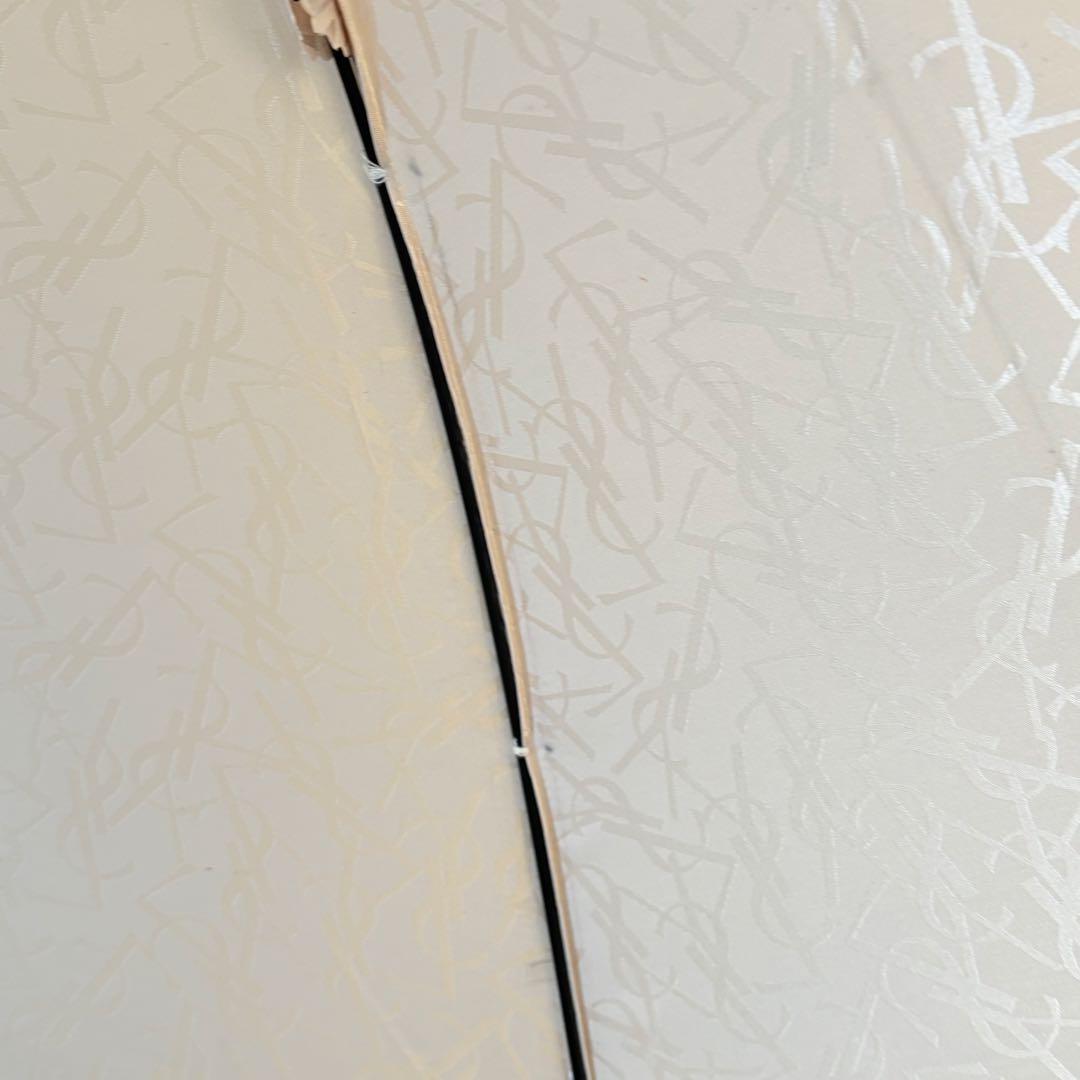 イヴ・サンローラン　YSLロゴ総柄晴雨兼用長傘　メタリックホワイト