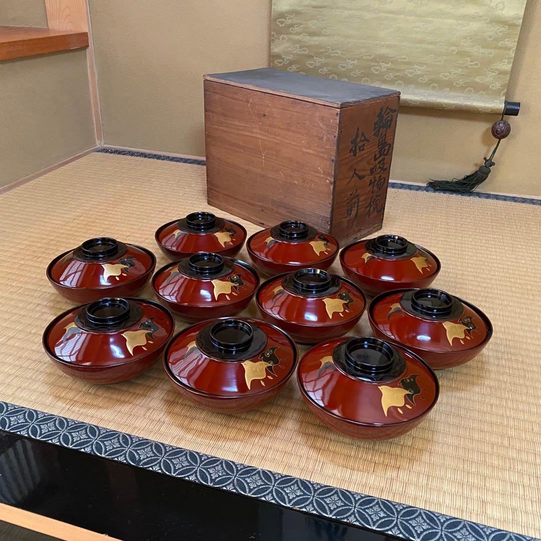 【大正時代】輪島塗 吸物椀 10客セット【骨董品】