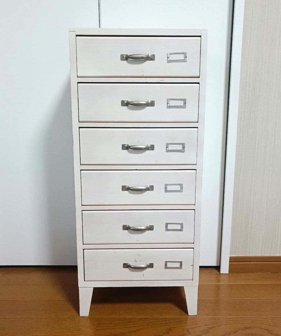 レトロ 6段チェスト キャビネット 北欧 ナチュラル モダン 白 アンティーク風