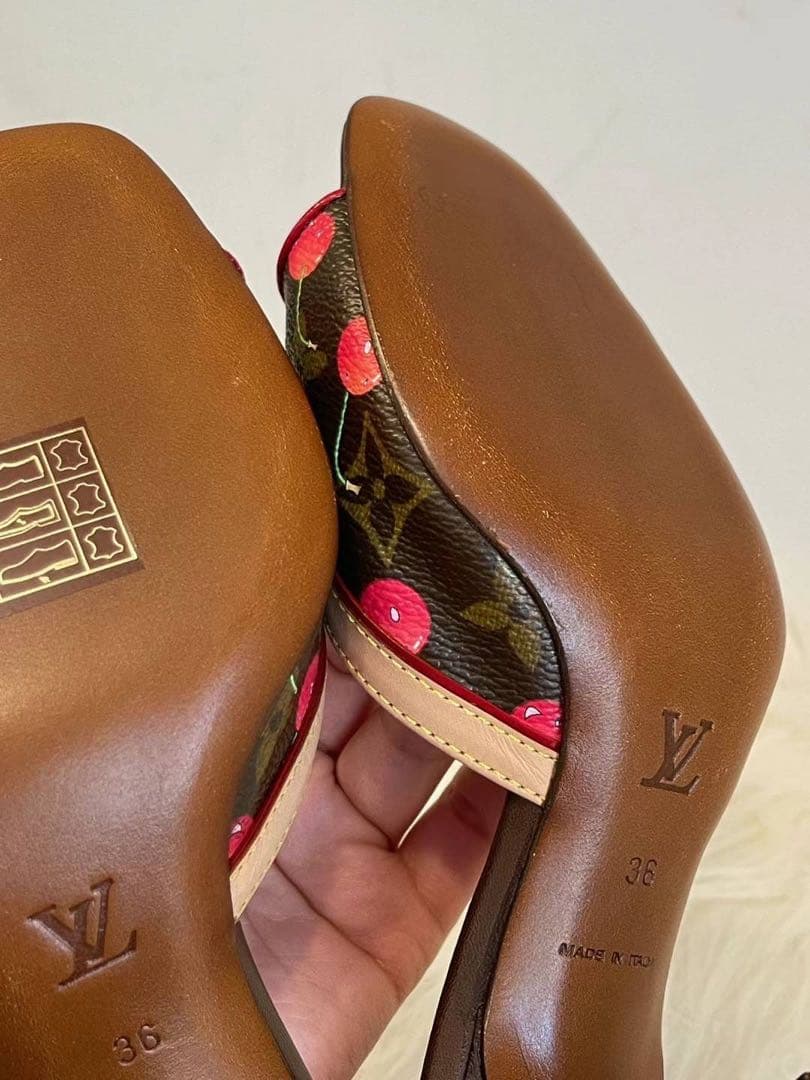 ルイヴィトン 村上隆　チェリー　ミュール モノグラム ほぼ未使用　36