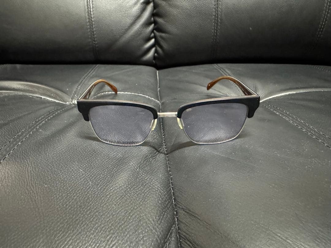 SALTのサーモント　ハーフリム　ブローメガネにバイオレット度なしレンズ