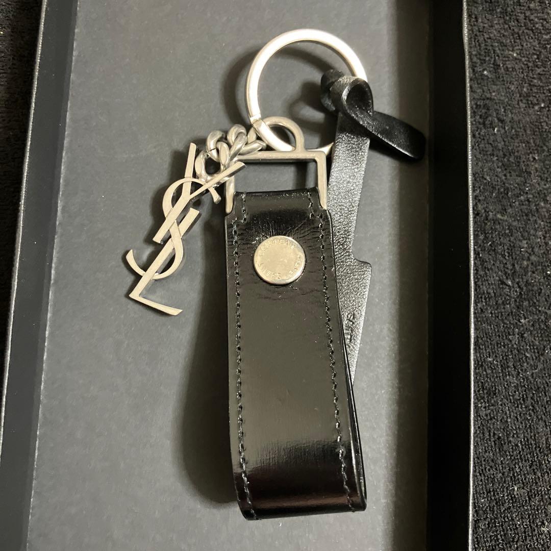 Saint Laurent ブラックレザーキーホルダー