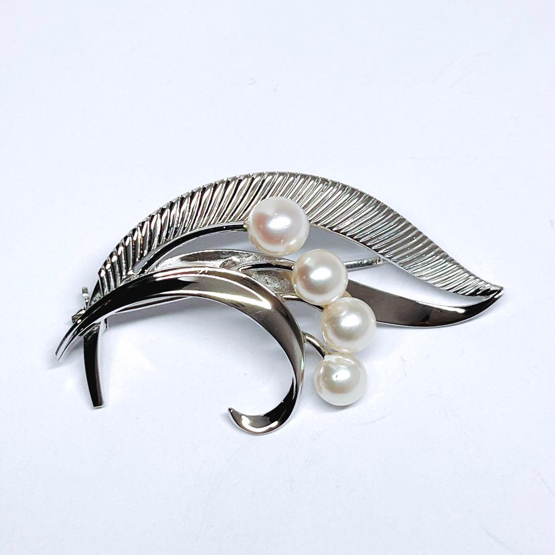 美品✨MIKIMOTO ミキモト パール　ブローチ　リーフ　フラワー