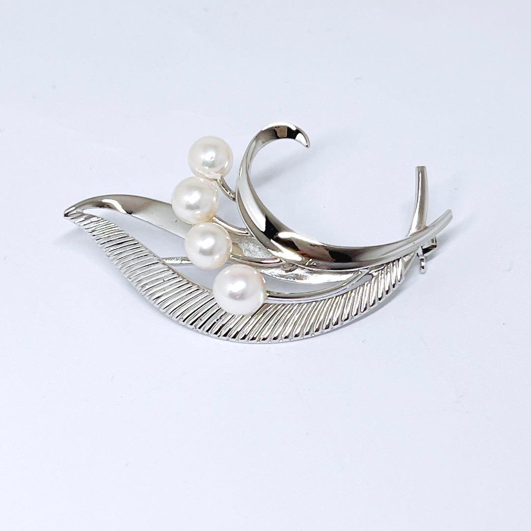 美品✨MIKIMOTO ミキモト パール　ブローチ　リーフ　フラワー