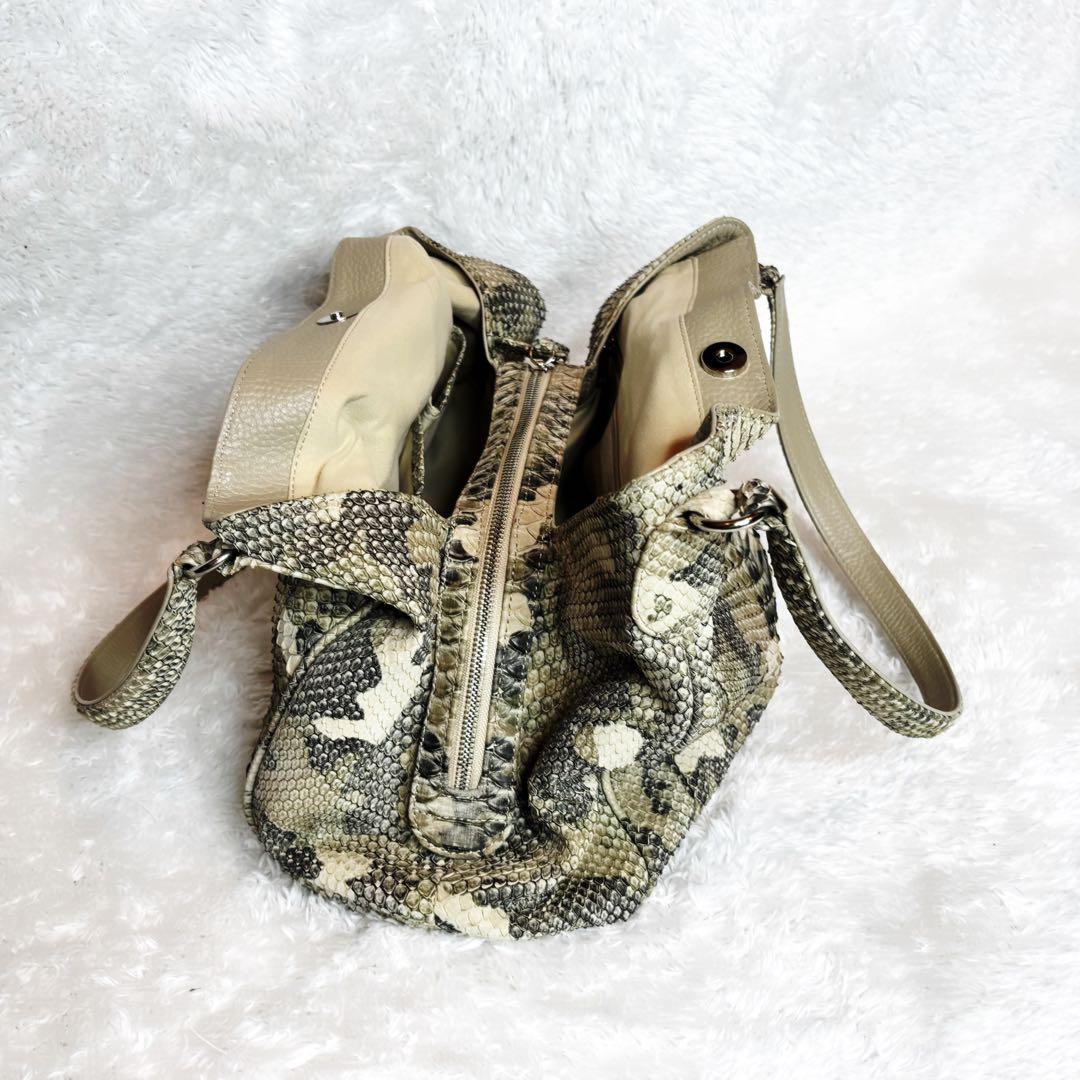 JRA認定 本革パイソン ショルダーバッグ 2way 蛇革 エキゾチックレザー