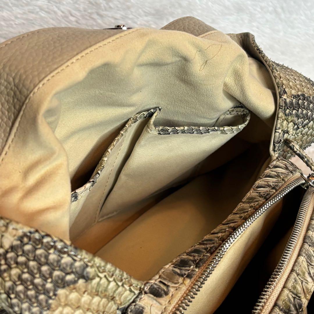 JRA認定 本革パイソン ショルダーバッグ 2way 蛇革 エキゾチックレザー