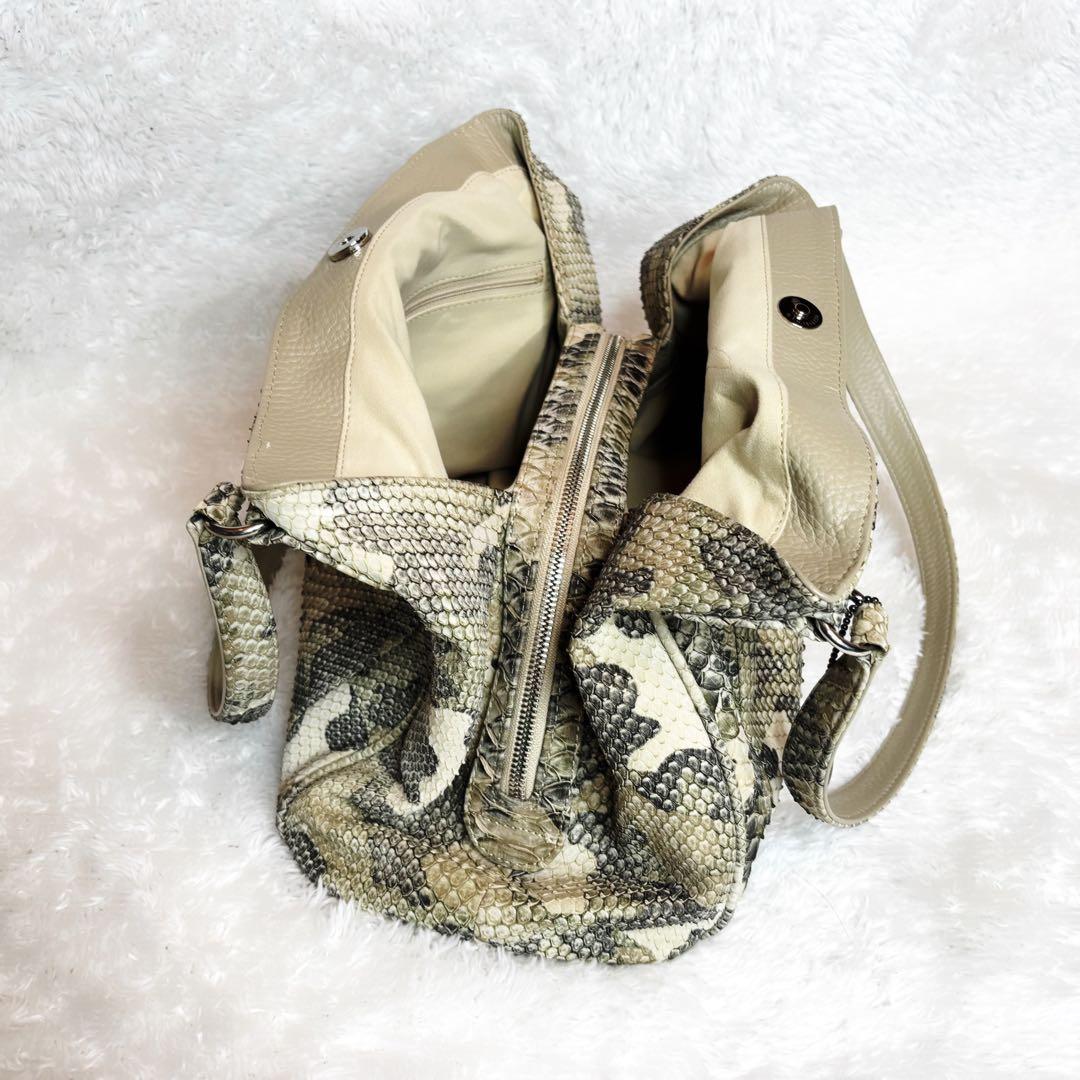 JRA認定 本革パイソン ショルダーバッグ 2way 蛇革 エキゾチックレザー