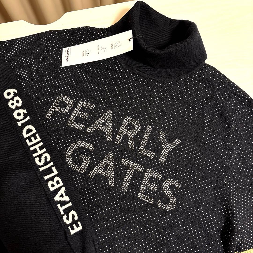 パーリーゲイツ☆新品 カシミヤタッチコットン コラーゲン加工タートルネックニット