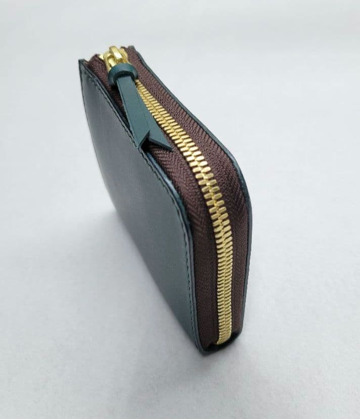 L字ファスナー財布　イタリアレザー　小銭入れ　コンパクト財布　ハンドメイド