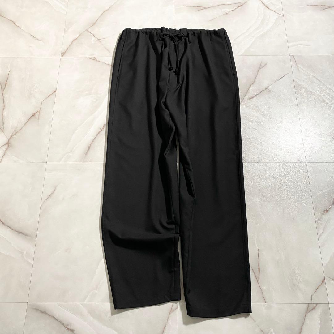 A18256 美品 グラウンドワイ 22AW ウールギャバ 紐ワイドパンツ 黒3