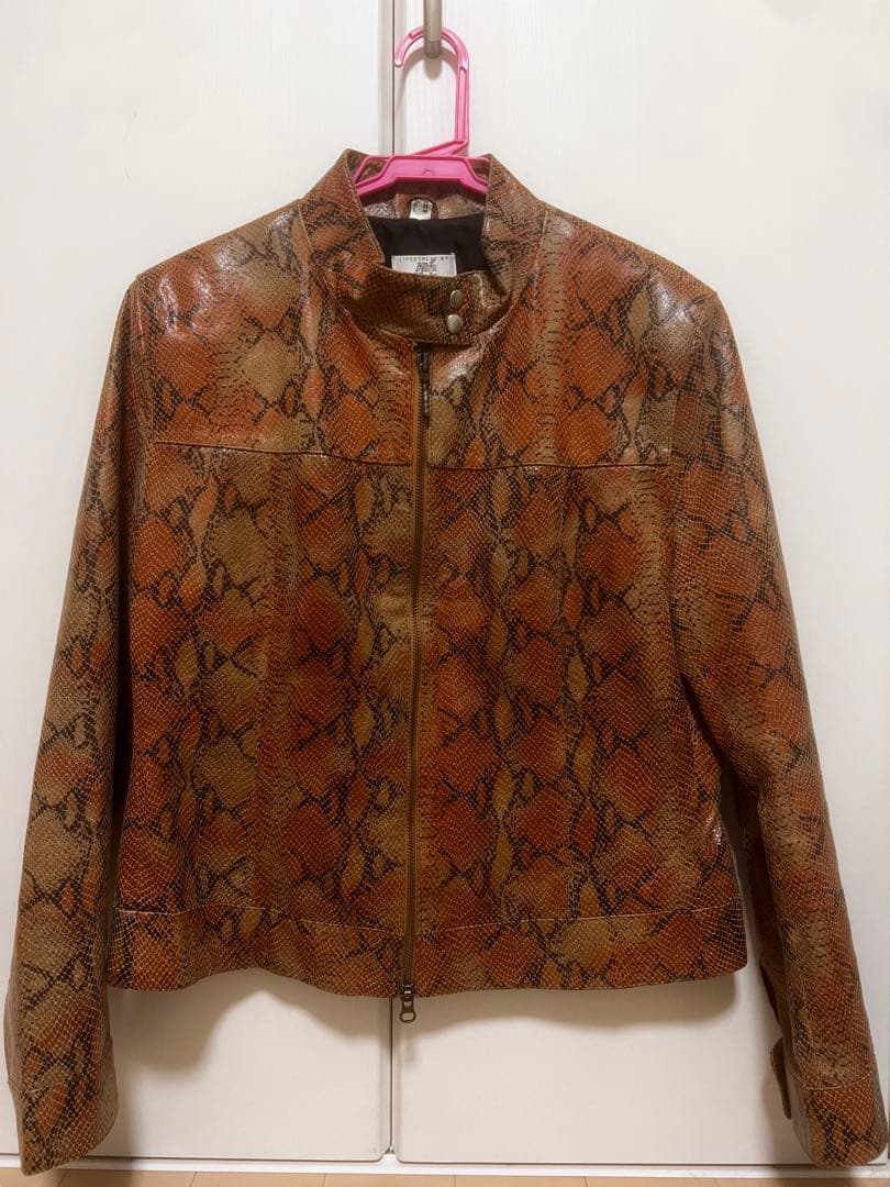 パイソン　レザージャケット　ヴィンテージ　ダブルジップ　メンズ